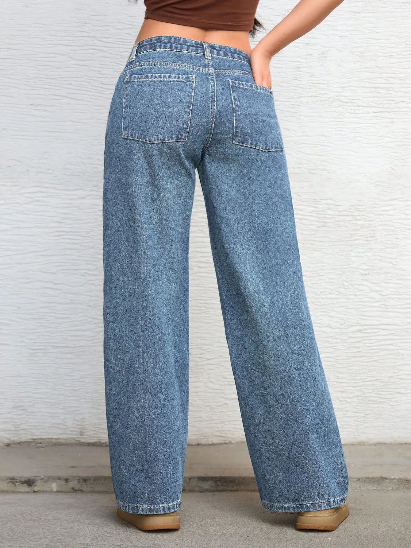 Minimalist Low-Waist Wide-Leg Jeans, Casual Versatile Loose Fit Commuter Pants for Women