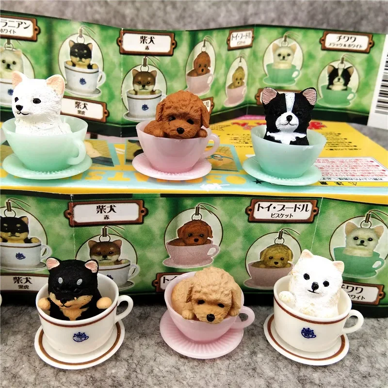 Kawaii Tea Cup Dog Blind Box Animals in Cups Cute Puppy Mystery Blind Box Gifts Toy Model Anime Figure Collect Ornaments