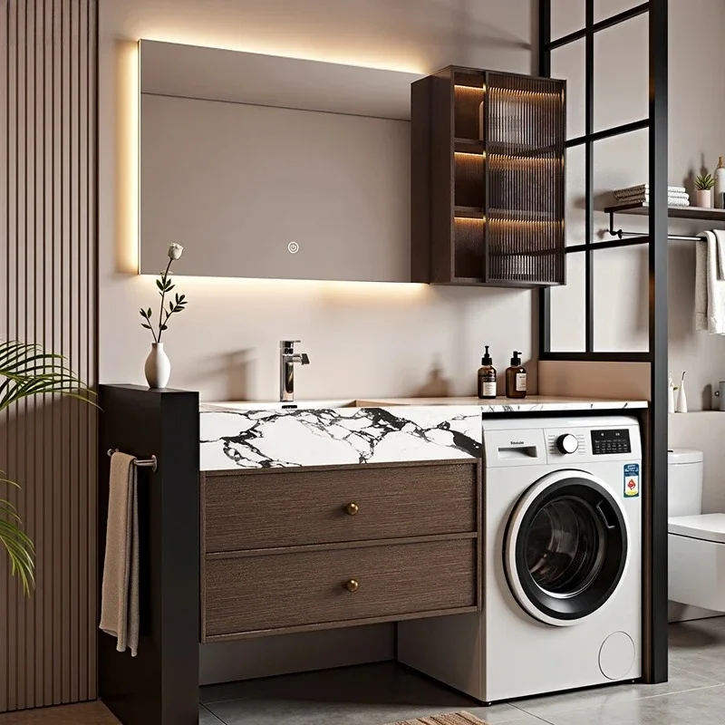 

medieval all-aluminum honeycomb integrated cabinet combined rock slab bathroom wash basin