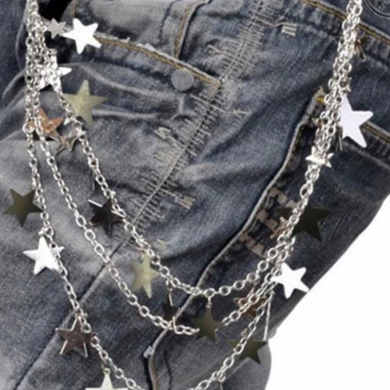 Goth Wallet Chain Charm Rock Belt Trousers Chain Multilayer Star Pants Women Girls Punk Pant Chain Street Dancing Chain