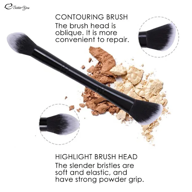 Double Ended Makeup Brushes Face Brush Repair Brush Contour Brush for Liquid Cream Powder Face Beauty Cosmetic Tools