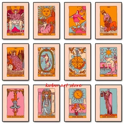 Abstract The Lovers Tarot Card Poster The Sun Moon Fool Tarot Canvas Painting Retro Wall Art Print Pictures for Room Home Decor