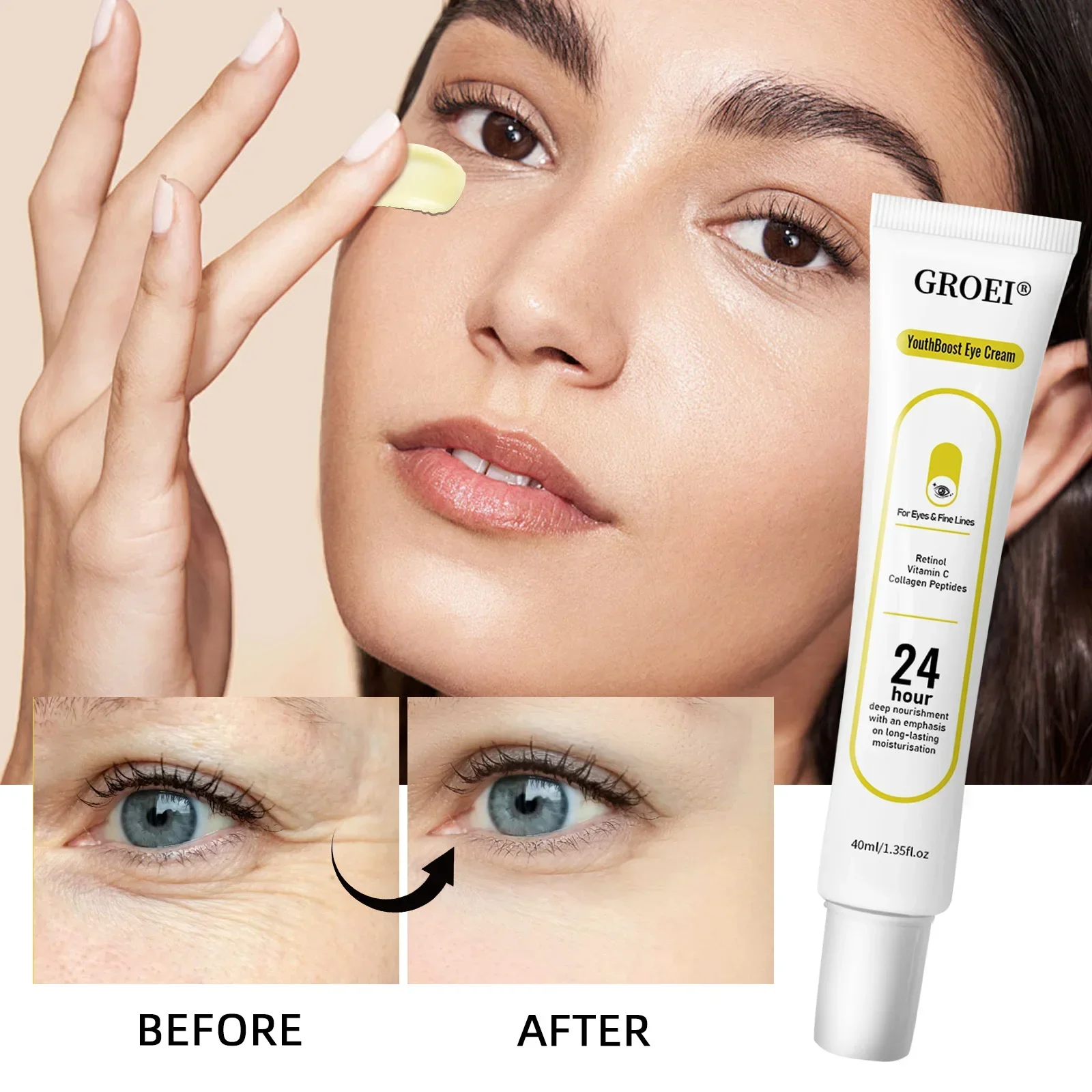 Brightening & Firming Eye Cream - Sodium Hyaluronate & Pro-Vitamin A Formula to Diminish Puffiness, Dark Circles & Wrinkles.