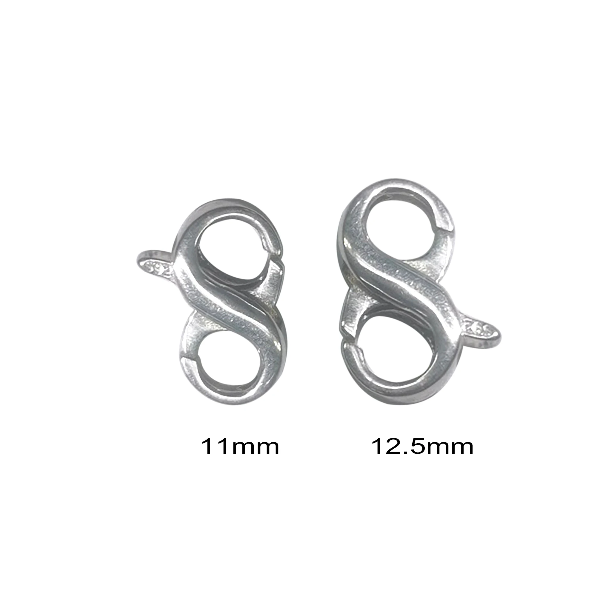 Unique and stylish Korea Small Sterling silver 925 dual end 8 infinite symbol snap spring clasp chain Pearl necklace bangle DIY