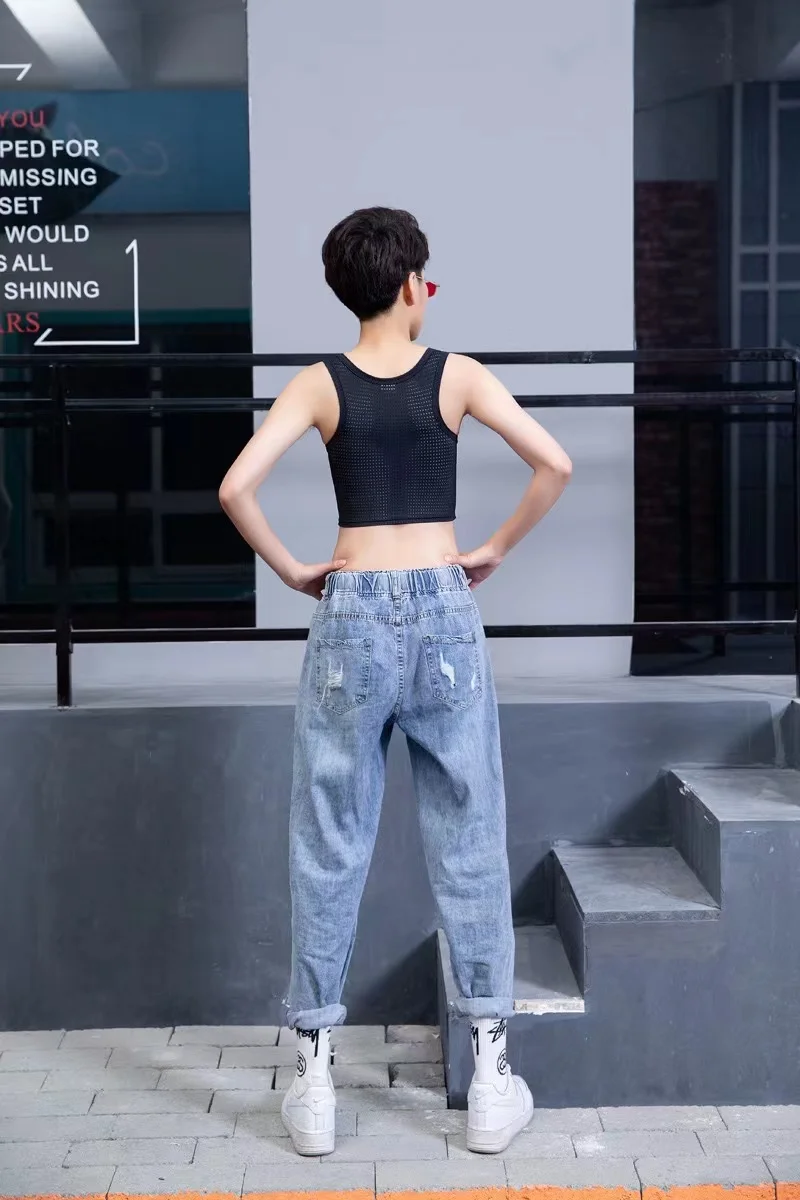 Plochý tvarovač prsou FTM Lesbické prodyšné síťované tílko S-4XL Zip Bandáž tílka Tomboy Trans hrudní popruh Vesta - náhled 3