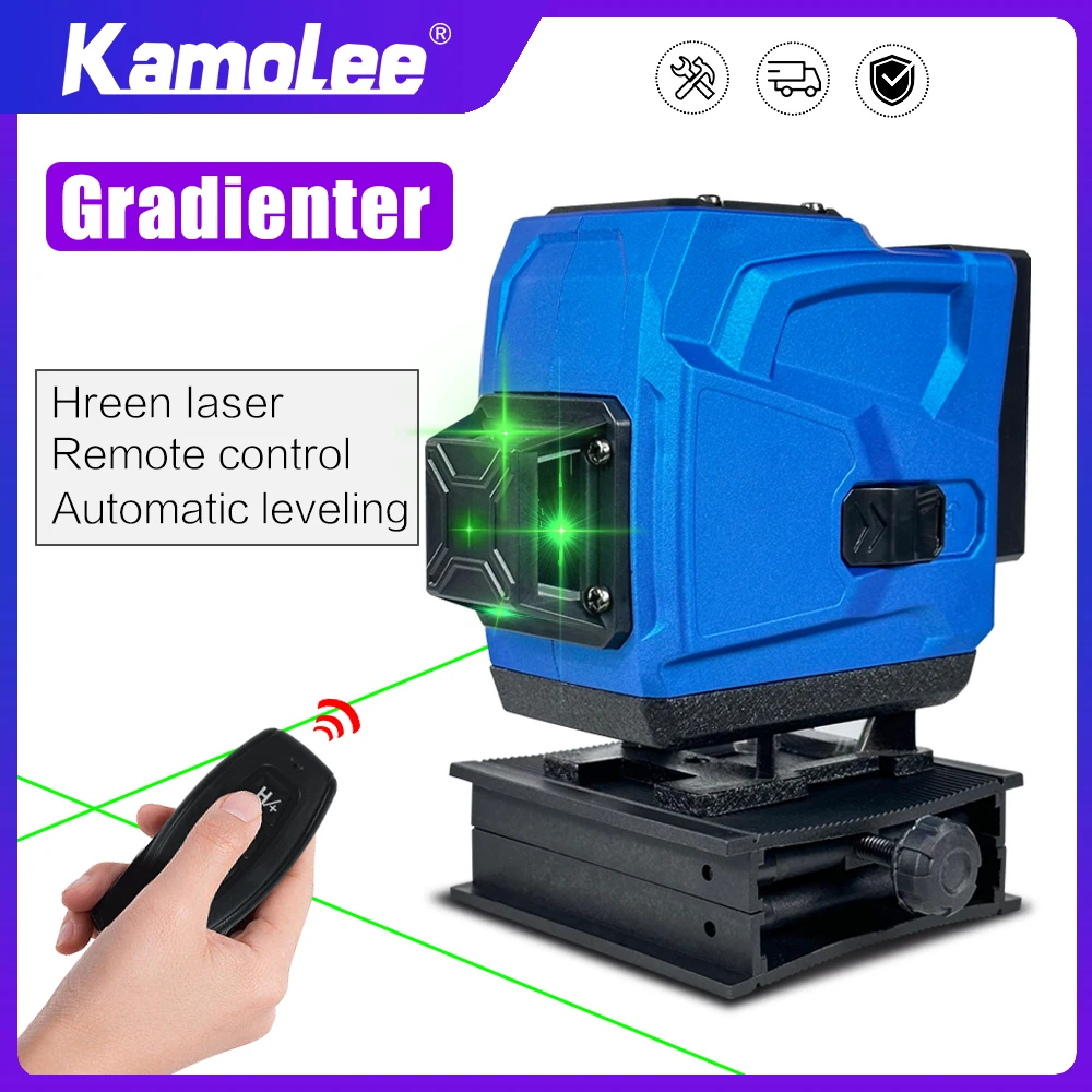 Kamolee 12 Lines Green Laser Level Horizontal Vertical Cross Lines High precision remote control Automatic adjustment gradienter
