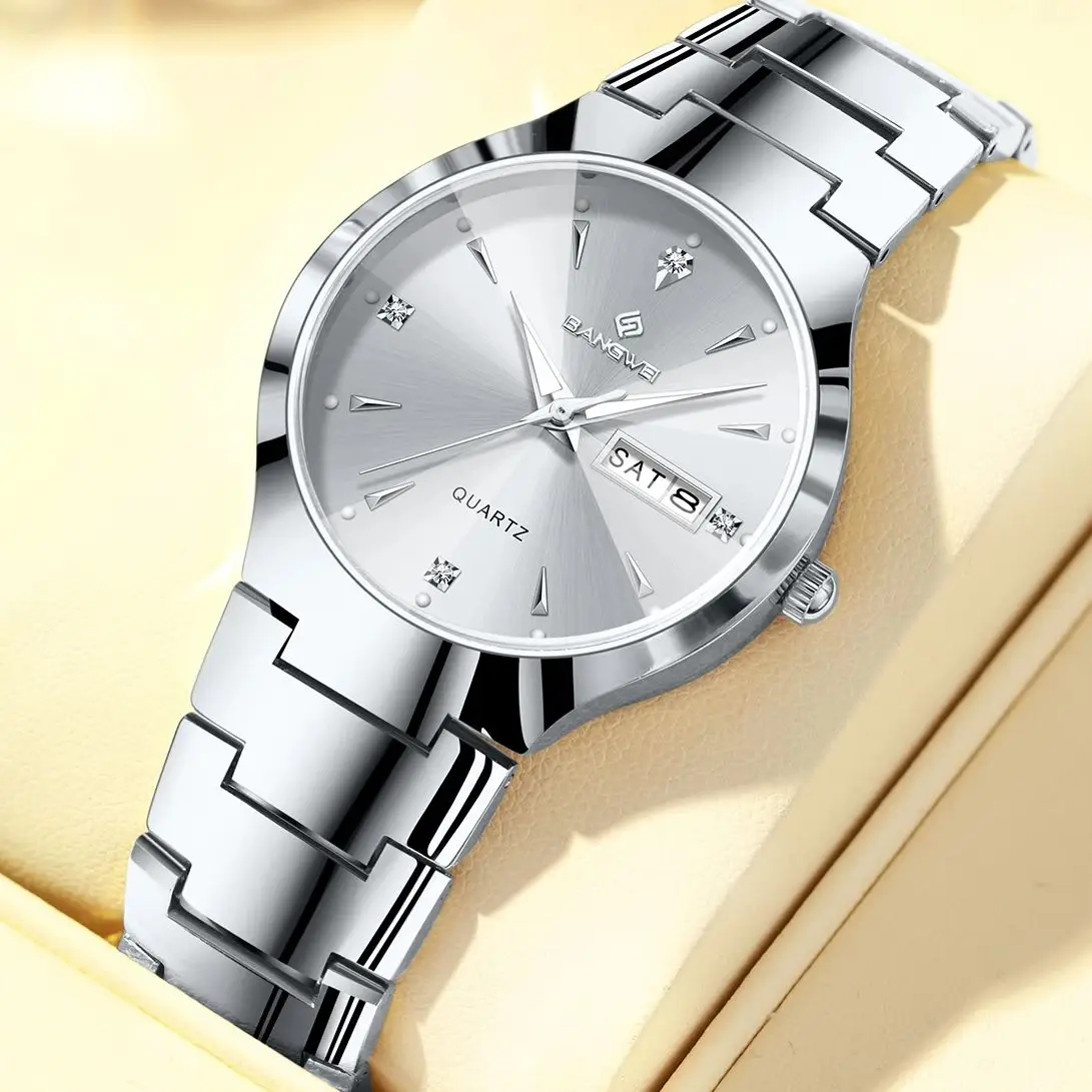 BANGWEI 2026 brand luxury Watch women Fashion Waterproof Clock Luminous Ladies Watch Elegant Weekly Calendar Watch for Women+BOX