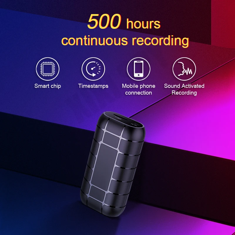 

Mini Voice Activated Recorder 500hours Digital Recording Device Professional Sound Dictaphone Listening Audio Micro Record Small