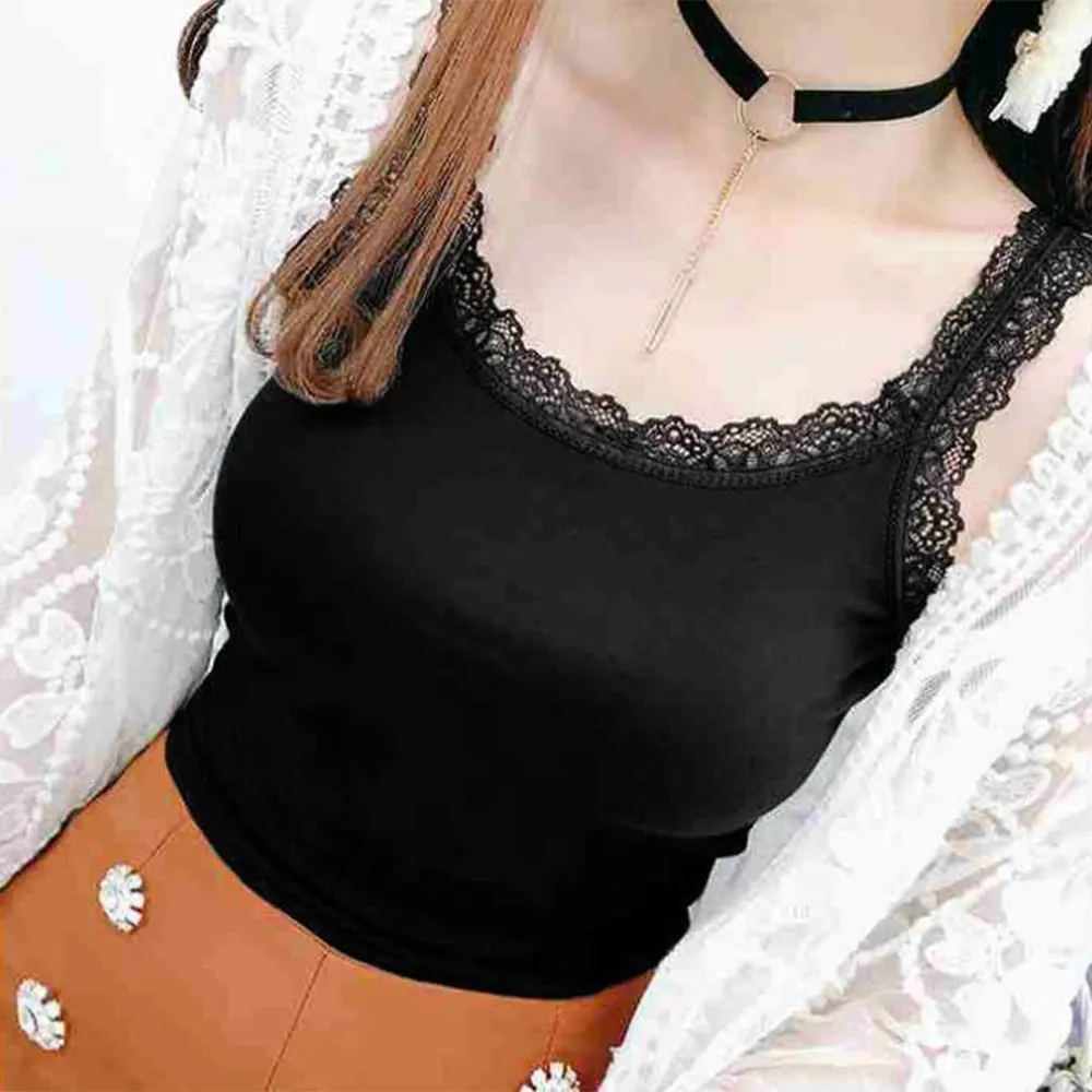 

Майка в стиле пэчворк с кружевной отделкой и бретелями, дизайн без рукавов для женщин, идеально подходящий для повседневного отдыха, дома и клубной одежды