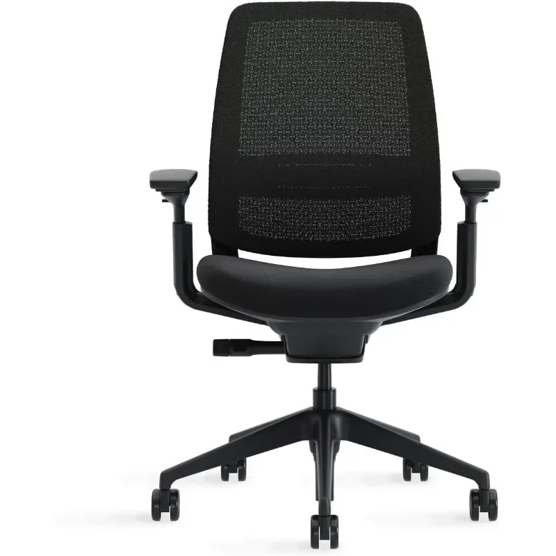 Office Chair - Ergonomic Work Chair with Wheels for Carpet, Weight-Activated Adjustment & Arm Support