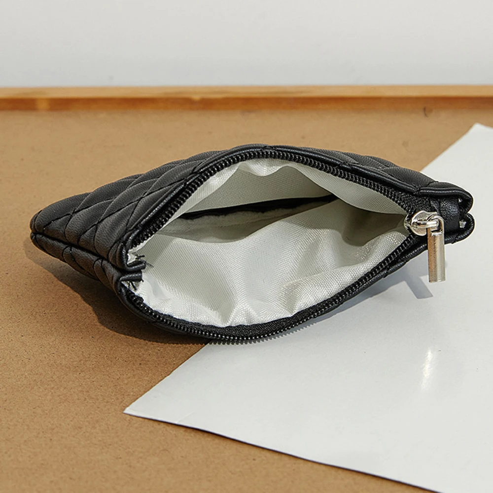 Petit porte-monnaie en cuir PU pour femme, portefeuilles à fermeture éclair, sacs à main à carreaux en poudre, porte-cartes de visite, mini sac à monnaie pour femme