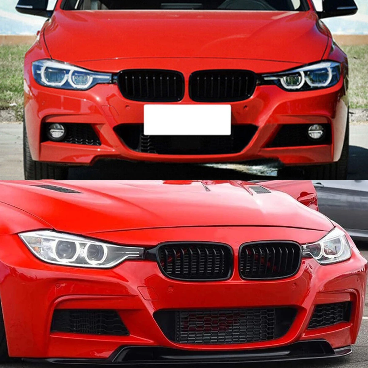 Glossy Black Grille กันชน Racing Grills ใช้งานร่วมกับ 2012-2018 BMW 3 Series F30 320i 328i ด้านหน้ากระจังหน้า Auto Body Kit