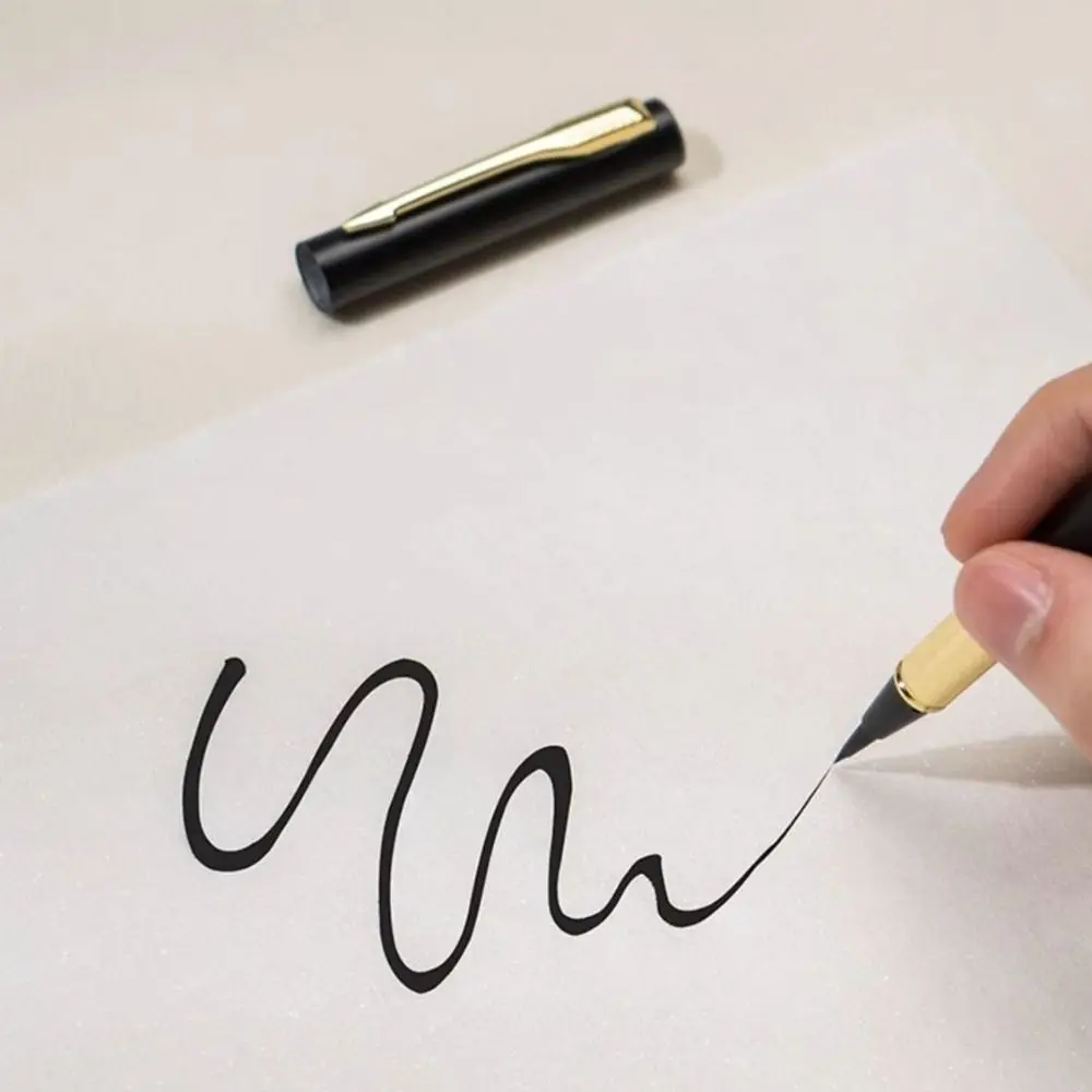 3 PCS ทนทาน Fountain ปากกาประเภทแปรงผมนุ่มธุรกิจปากกาประดิษฐ์ตัวอักษรการเขียนโลหะแปรง Office