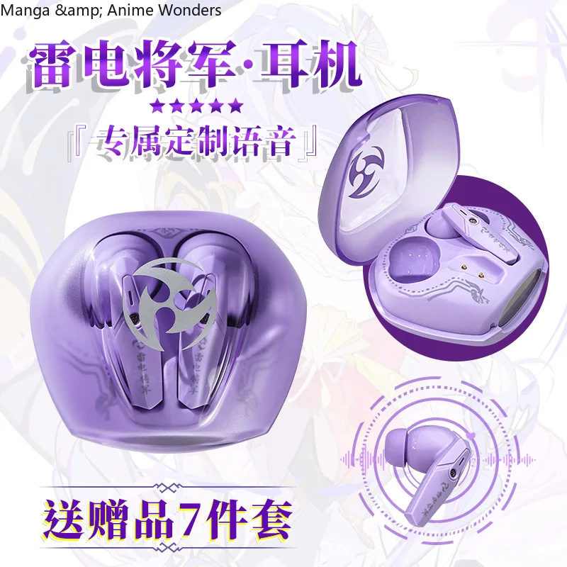 

New Raiden Shogun Genshin Impact Anime Cosplay With Hints Voice Android General Ear Clip Type Wireless Bluetooth Earphones Gift