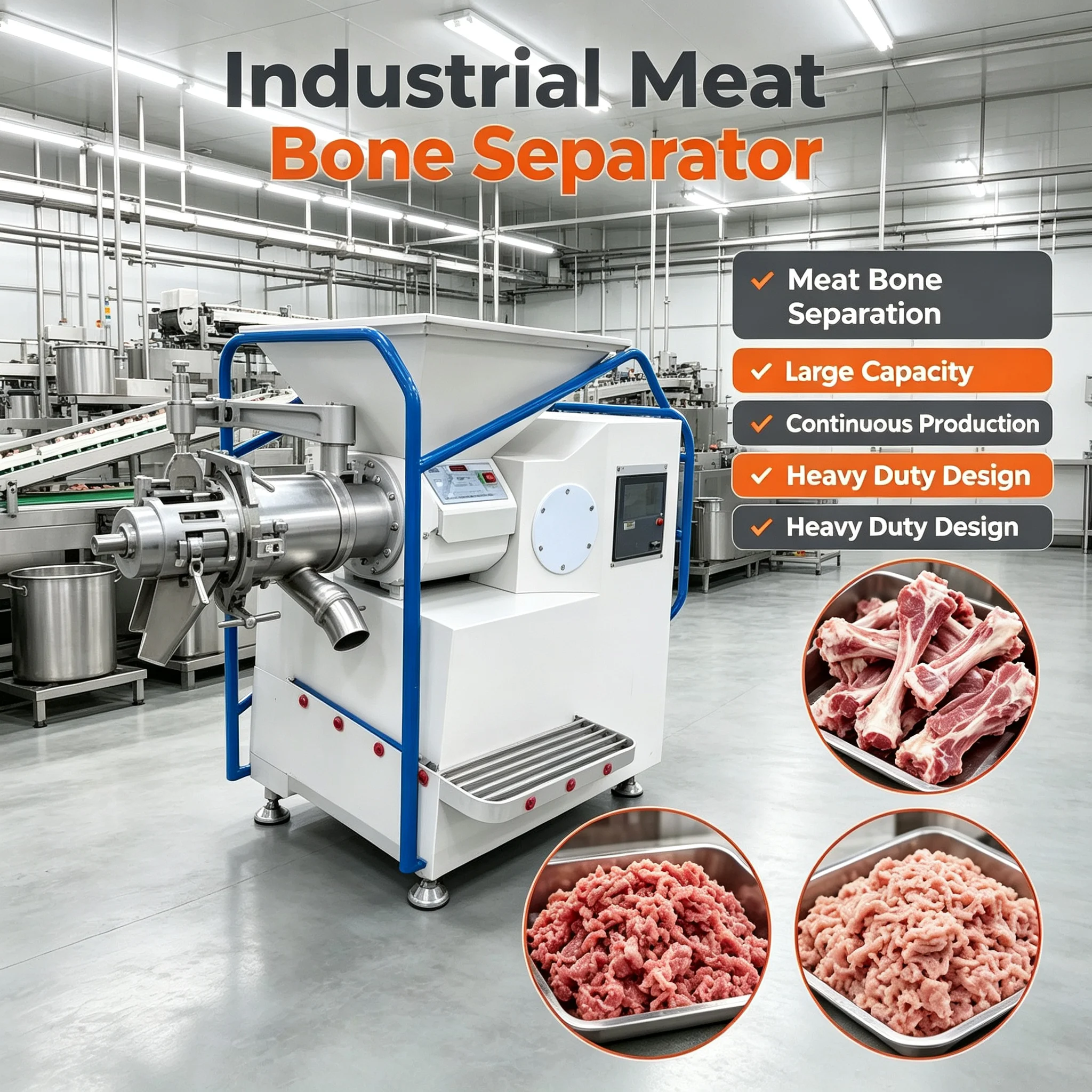 Stainless Steel Poultry Deboner Automatic Whole Bird Bone Flesh Separation Commercial Machine Customized