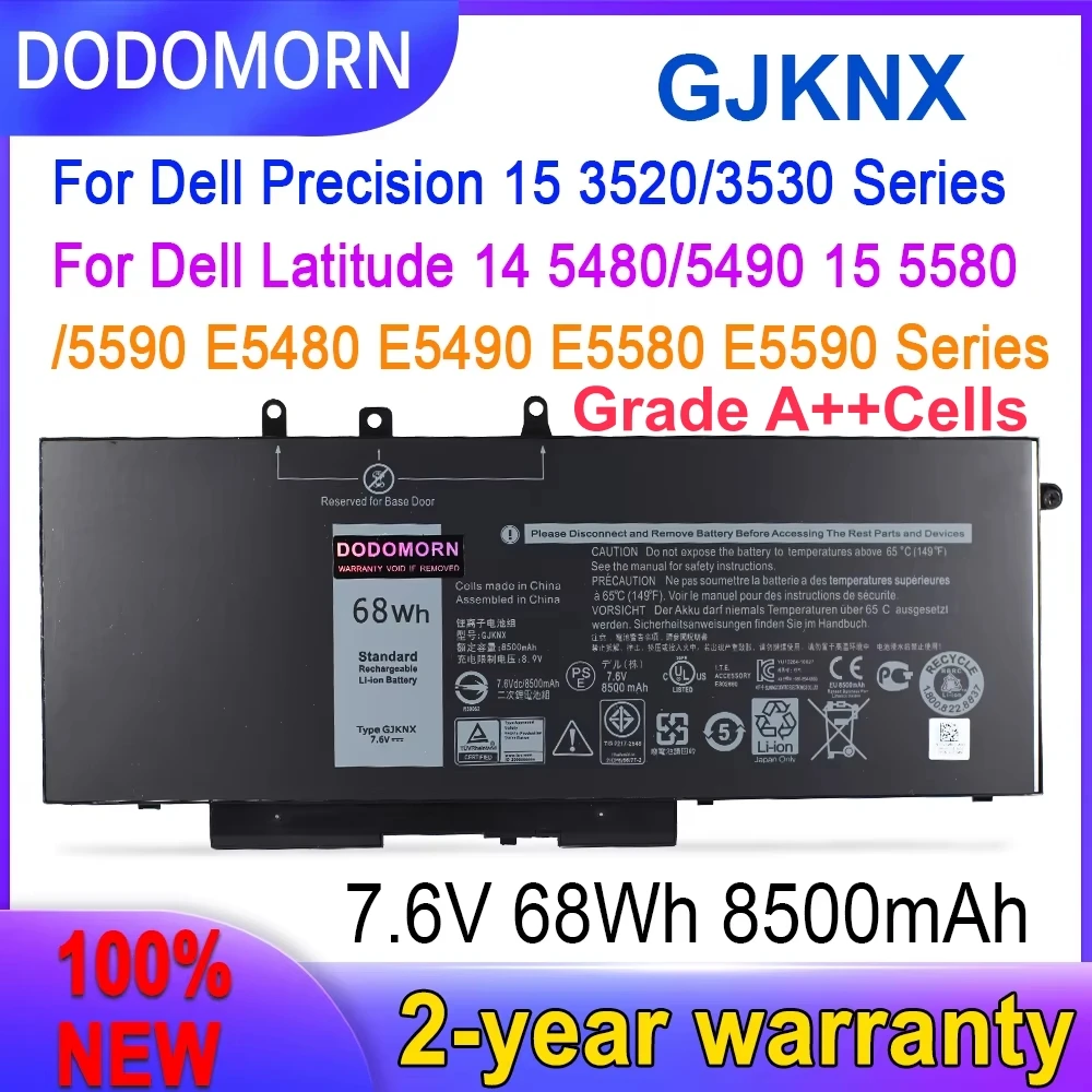 New GJKNX For Dell Cepna Latitude 5280 5290 5480 5488 5490 5491 5495 5580 5590 5591 Cepua Precision 3520 3530  Laptop Battery