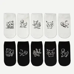 Anime Pokemon Pikachu Figure Cotton Socks Pokemon Squirtle Charmander Bulbasaur Anime Cosplay Men Women Socks Summer Short Socks