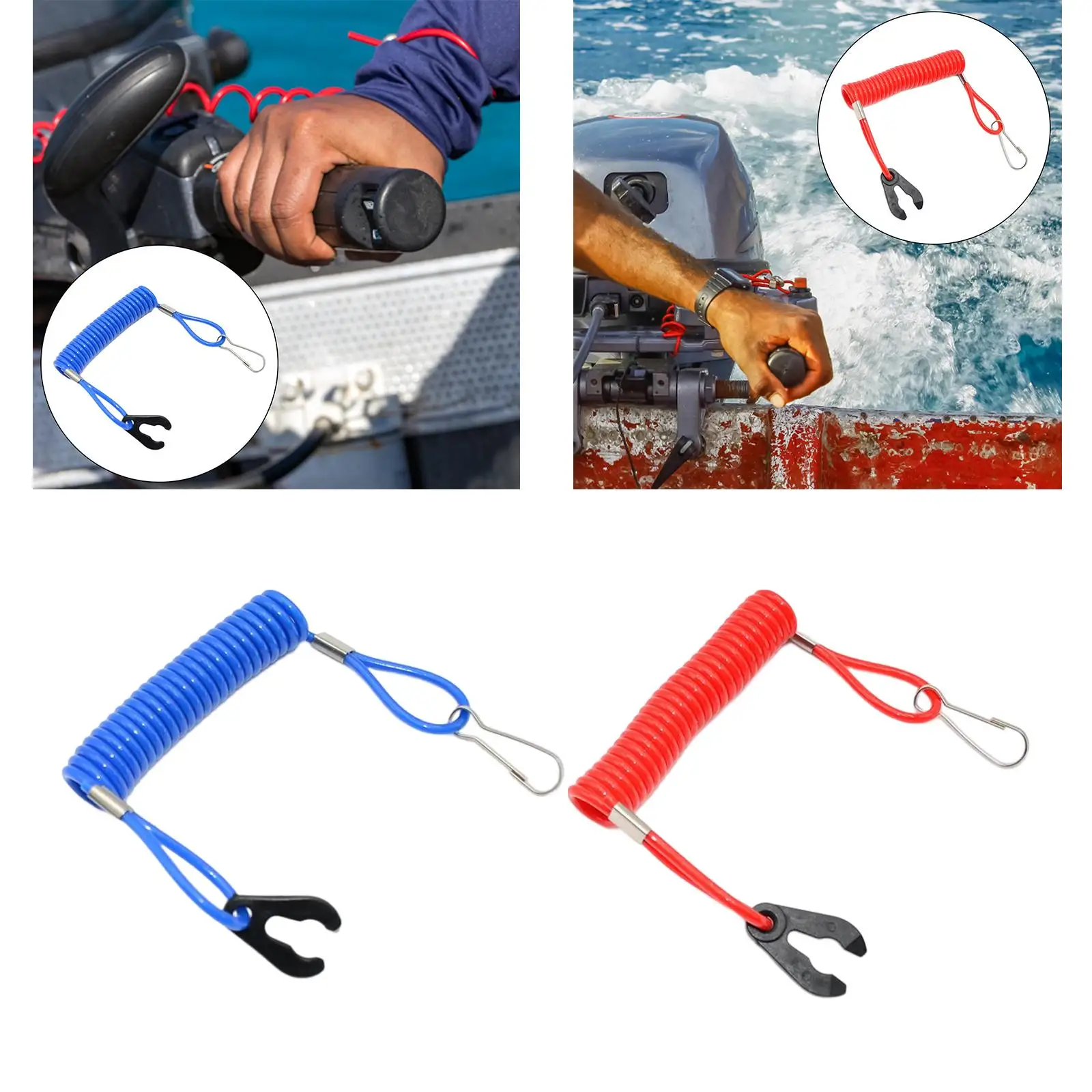 

Tether Cord Kill Switch Extendable Safety Lanyard Heavy Duty Emergency Stop Rope for Universal Boat Motor