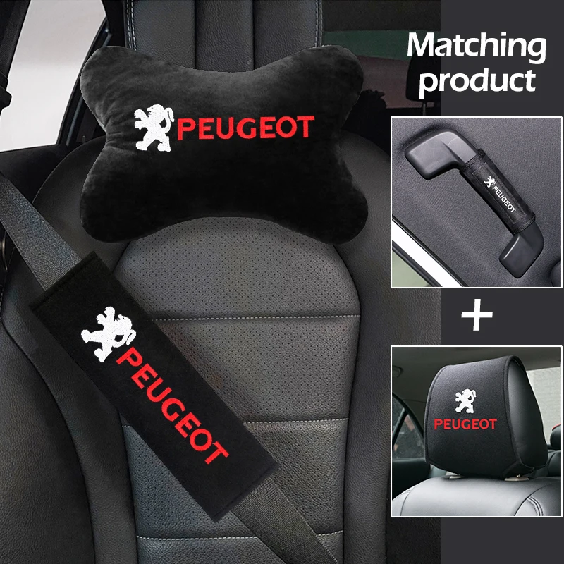 Car suit Car Neck Pillow seat belt pad Headrest cover handle cover For Peugeot 107 208 3008 308 307 406 407 408 508 207