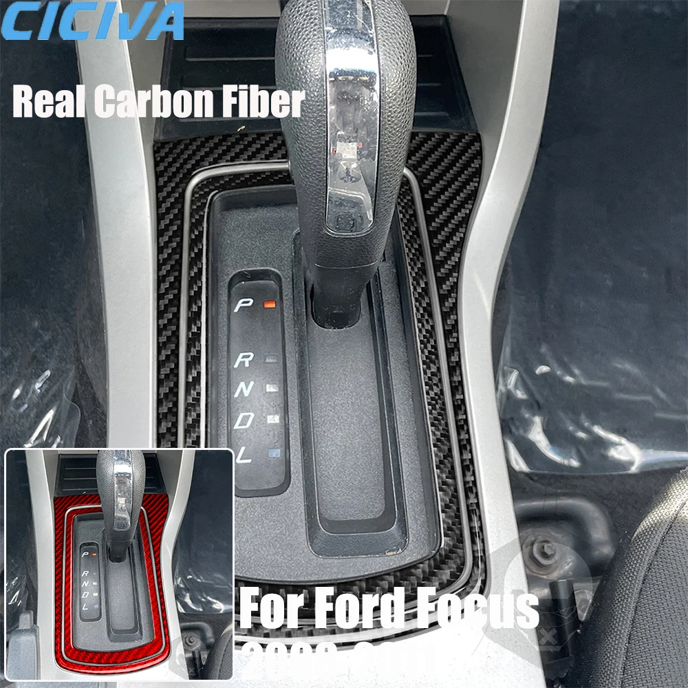 

Real Carbon Fiber Car Accessories Gear Shift Set Trim Cover Soft Sticker For Ford Focus MK2 S/SE/SES/SEL 2008 2009 2010 2011