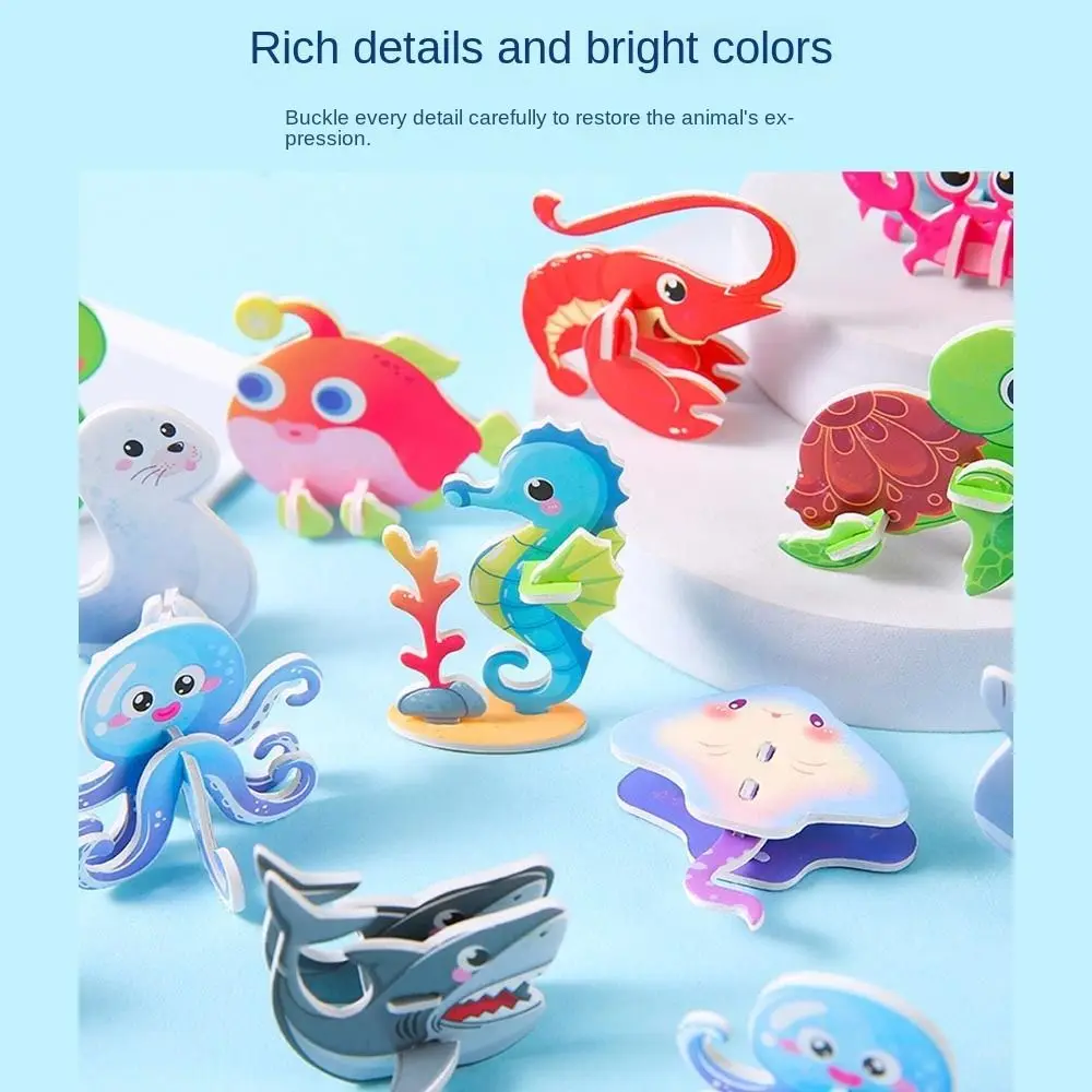 10 pezzi regalo 3D animali marini puzzle di carta puzzle cognitivo puzzle tridimensionali per bambini giocattolo di apprendimento per bambini