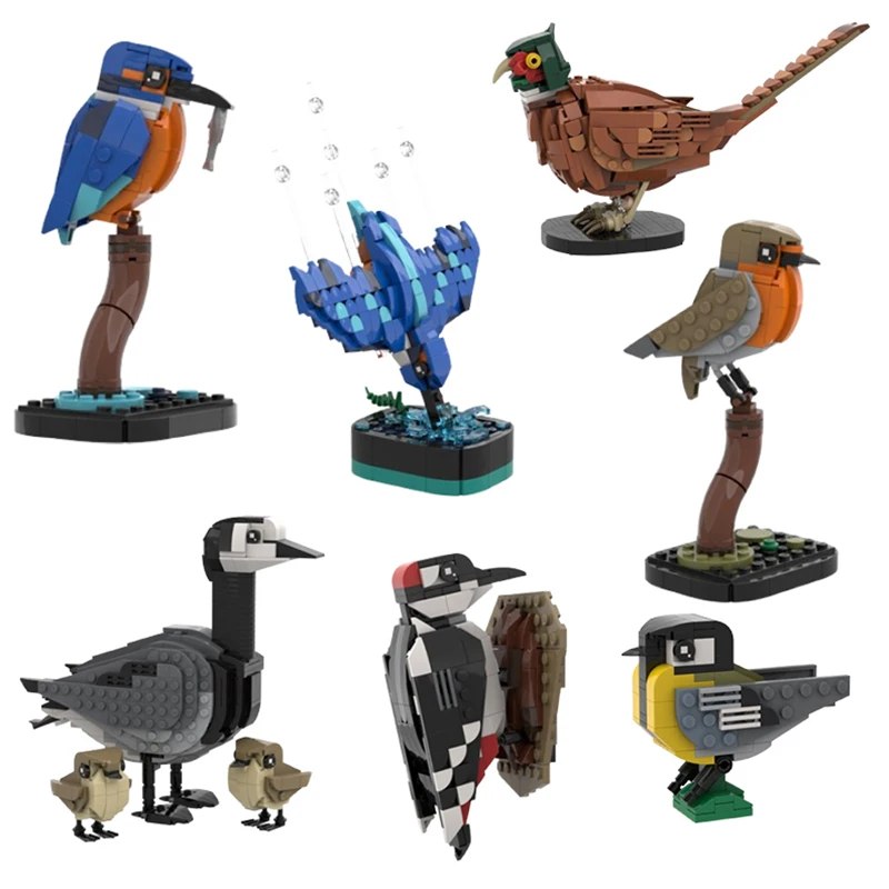 スポットMOC- 183592   動物鳥キジカワセミダイビングロビン小粒子組み立てビルディングブロック模型玩具ギフト