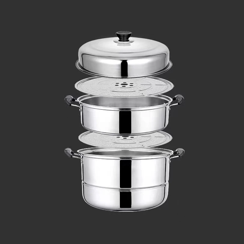 28cm Stainless Steel Two Three Layer Thick Steamer Pot Soup Steam Pot Universal Cooking Pots for Induction Cooker Gas Stove