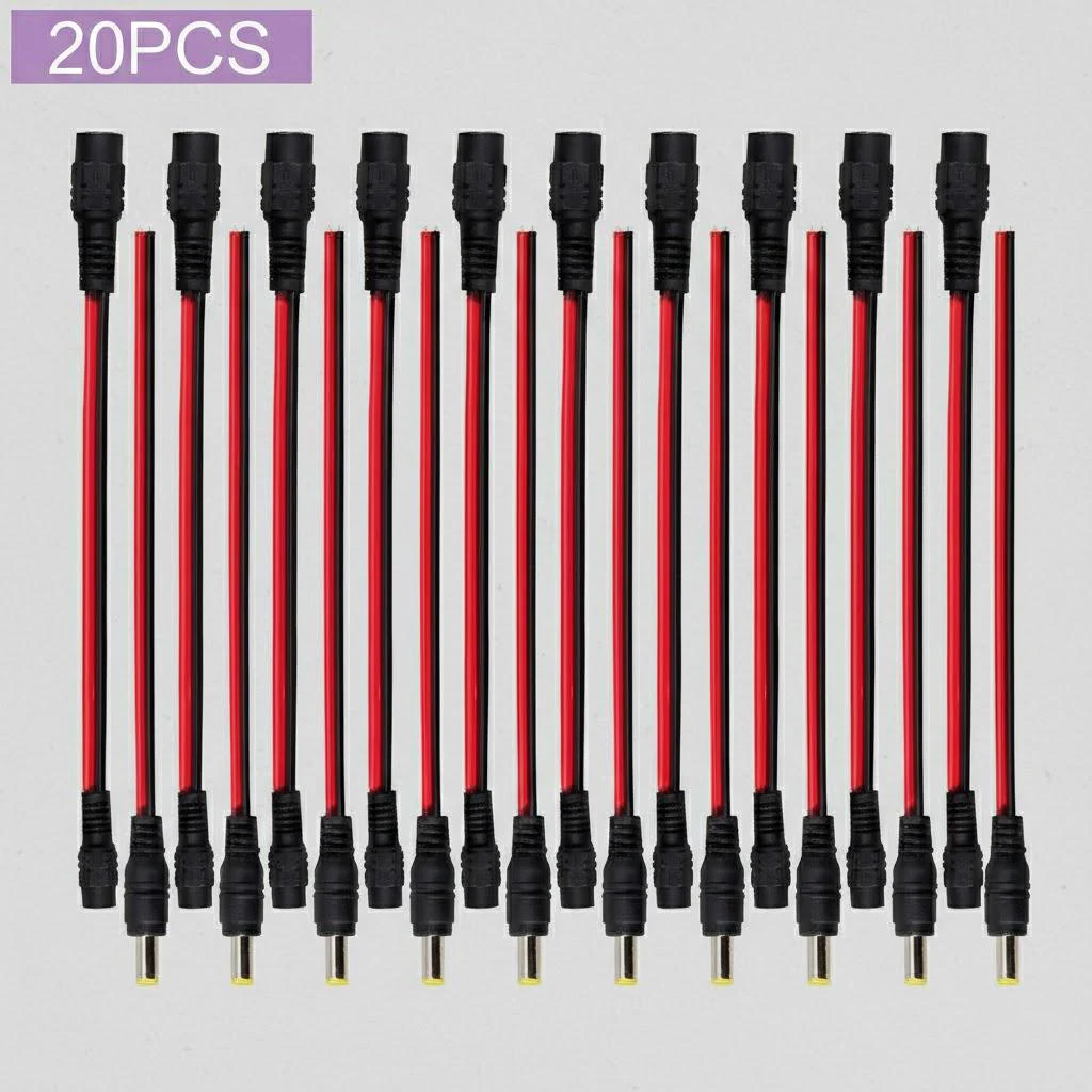 12V DC Power Connector Cable 5.5x2.1mm Male Female Plug Jack Adapter LED Strip Light 10 20 50PCS Power Supply Wire Line