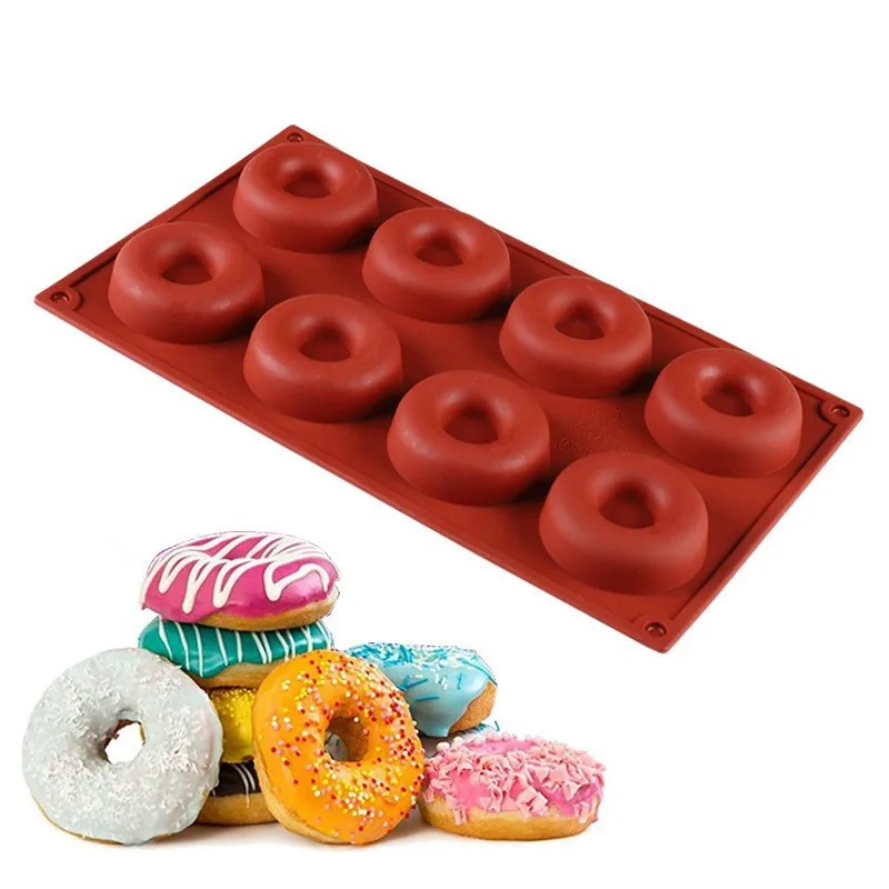 

Hot Selling 8 Hole Round Donuts Silicone Cake Mold DIY Mousse Chocolate Bread Mould Circle Cookies Desserts Baking Cake Mold