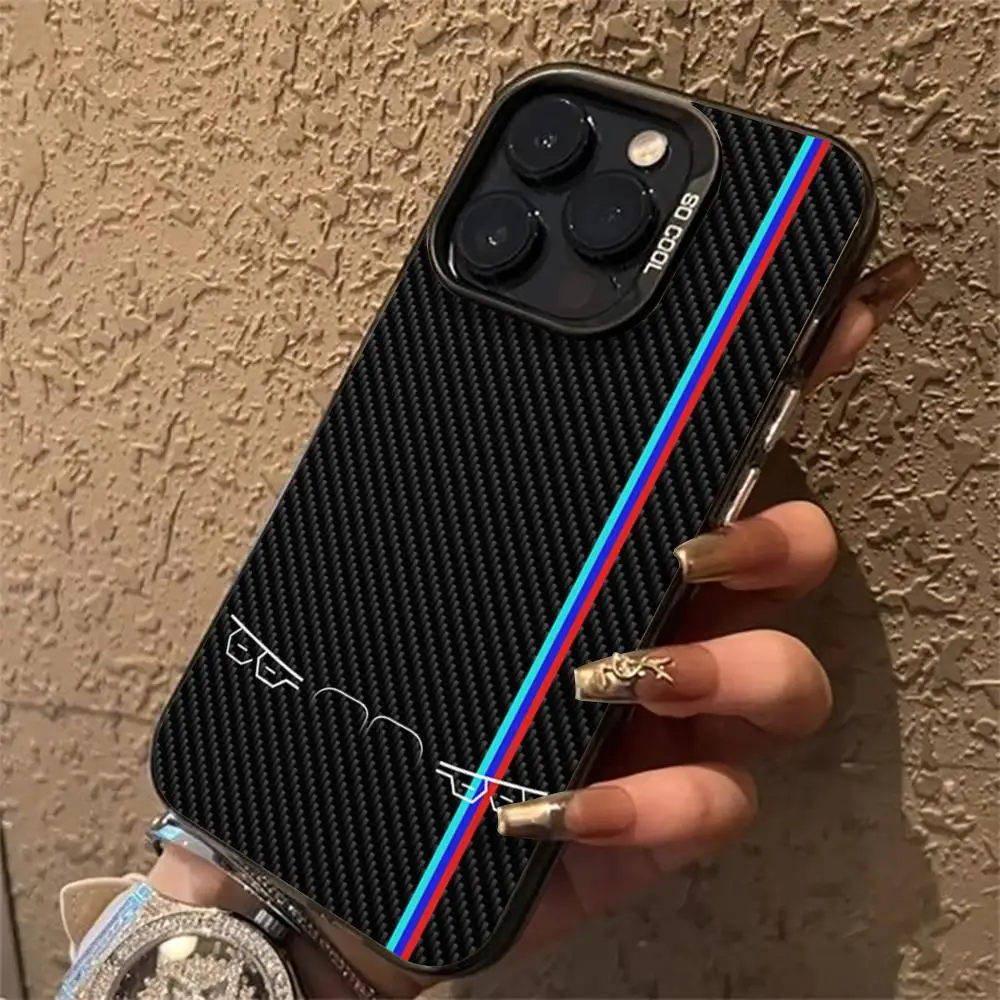 Cool car lights carbon fiber pattern phone case is suitable for iPhone17 16 15 14 13 12 11ProMax sho