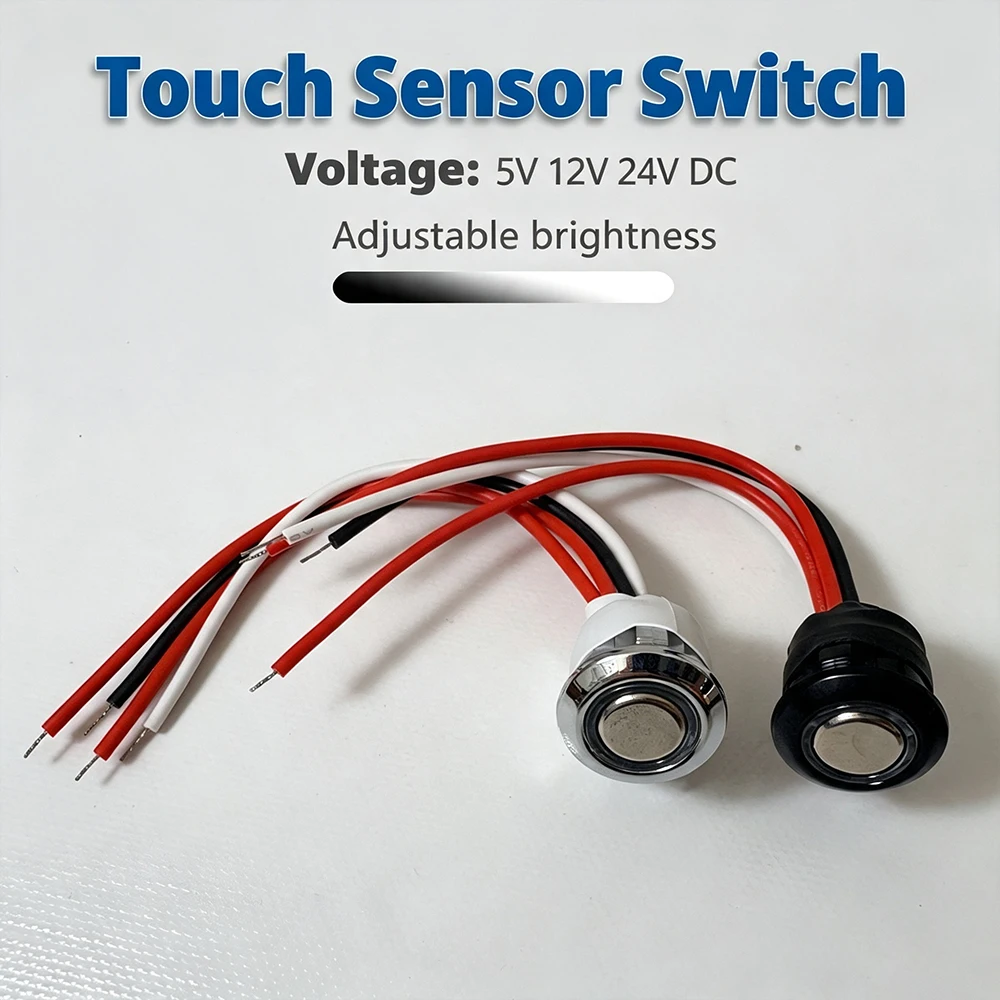 LED Dimmer Touch Switch Stepless Dimming Switch for Smart Home Lamp, DC 5V to 24V, Splashproof,Suitable for 17mm  Mountin Hole