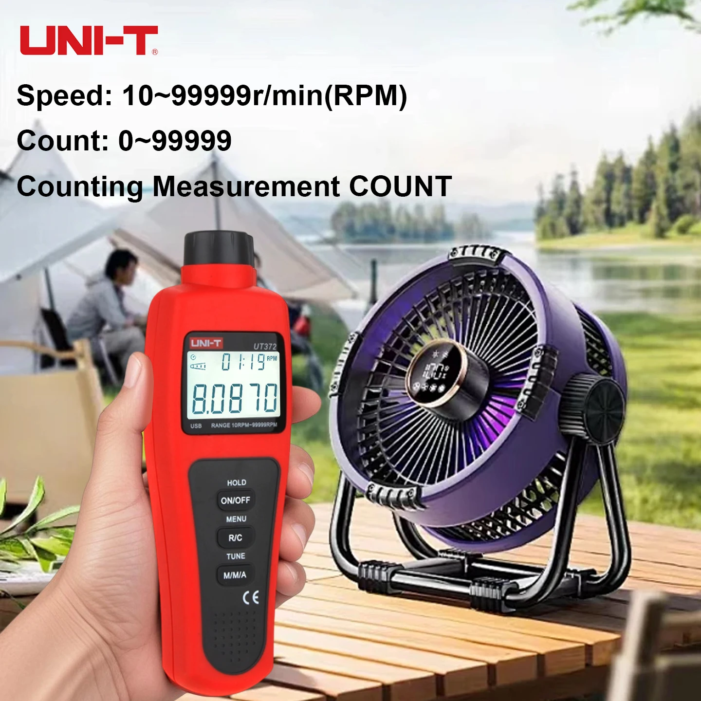 UNI-T Contactless Tachometer UT372 Digital RPM Meter Laser Speed Tester 10-99999RPM USB Data Transfer LCD for Motor Engine - view 4