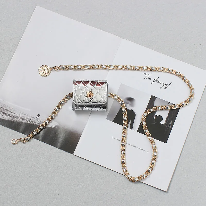 Women's Fashion PU Leather Chain Waist Bag Versatile Decorative Jacket Pants Belt Skirt Belt