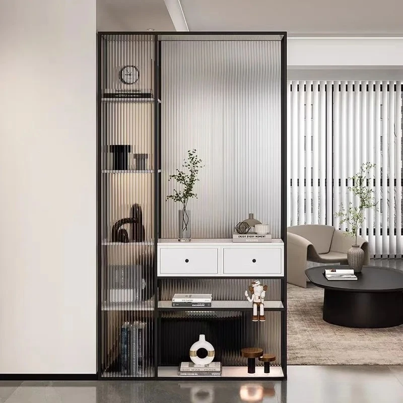 ^Minimalist living room screen entrance cabinet storage rack partition cabinet entrance screen partition glass cabinet