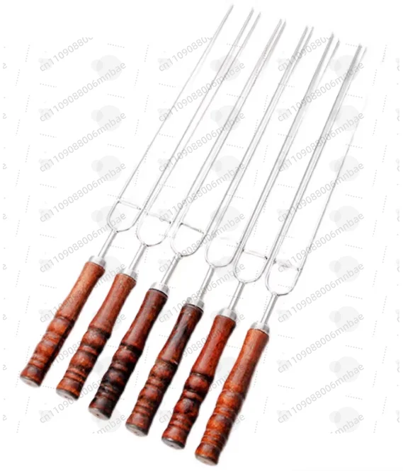 10pcs Stainless Steel U-Shaped Barbecue Brazing Fork Needle Grilling Skewers Double Prong BBQ Tools BBQgrill Outdoor