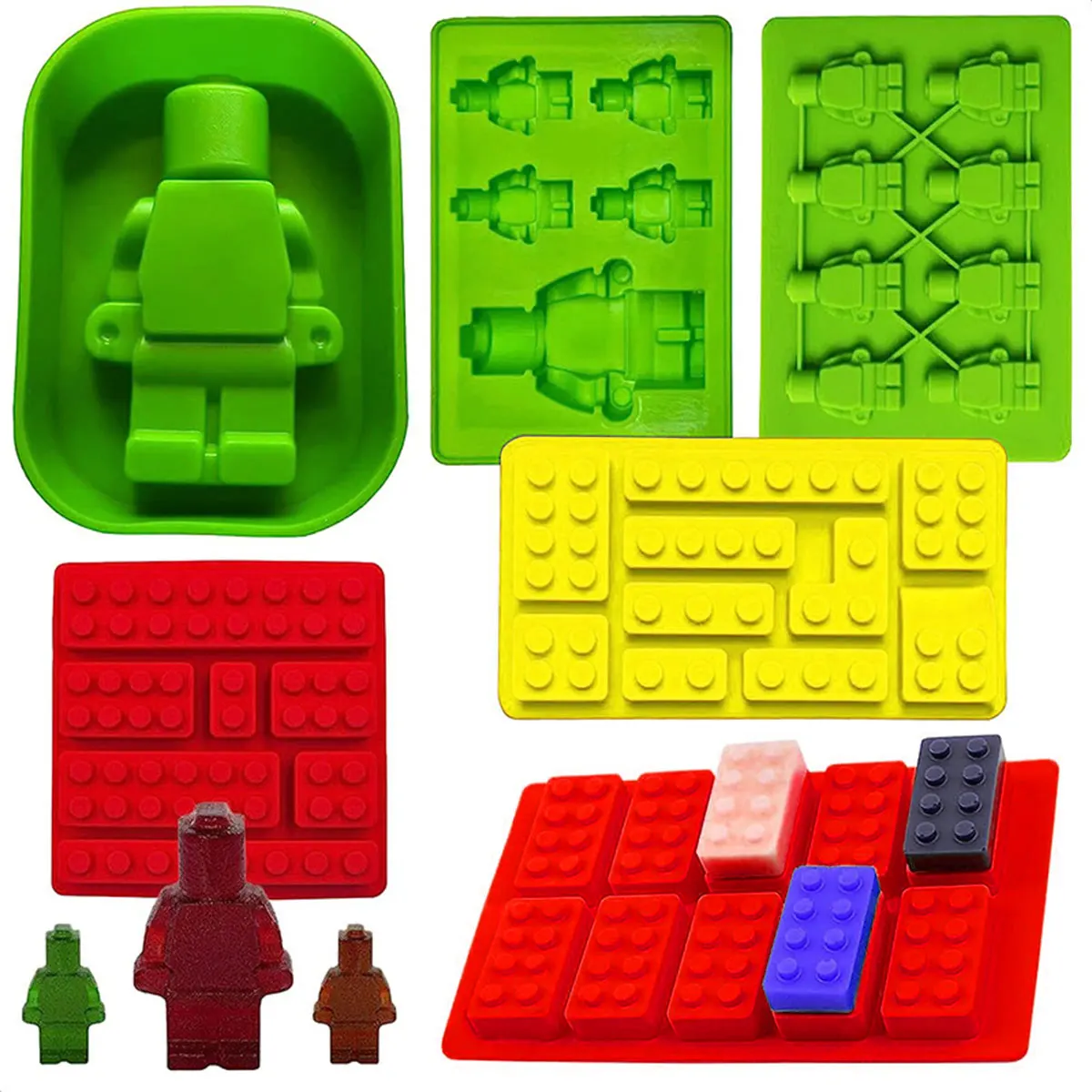 5-Cavity Robots Silicone Candle Mold DIY Candle Making Chocolate Ice Tray Soap Mould Christmas Gifts Craft Supplies Home Decor