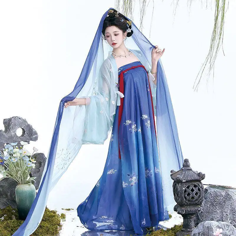 Famen Temple Tang-made shawl chest-length broken skirt embroidered daily Hanfu suit