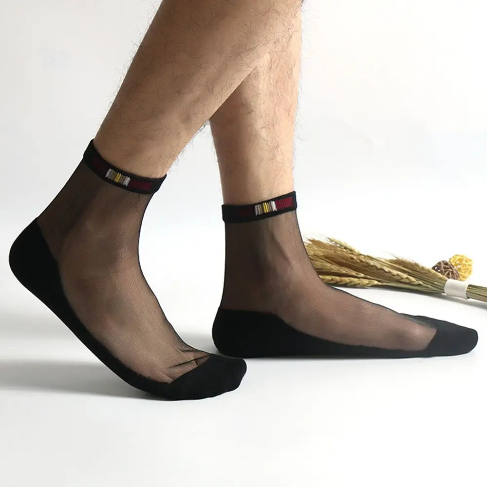 

Breathable Male Transparent Ultra-Thin Glass Silk Short Socks Invisible Socks Cotton Short Crew