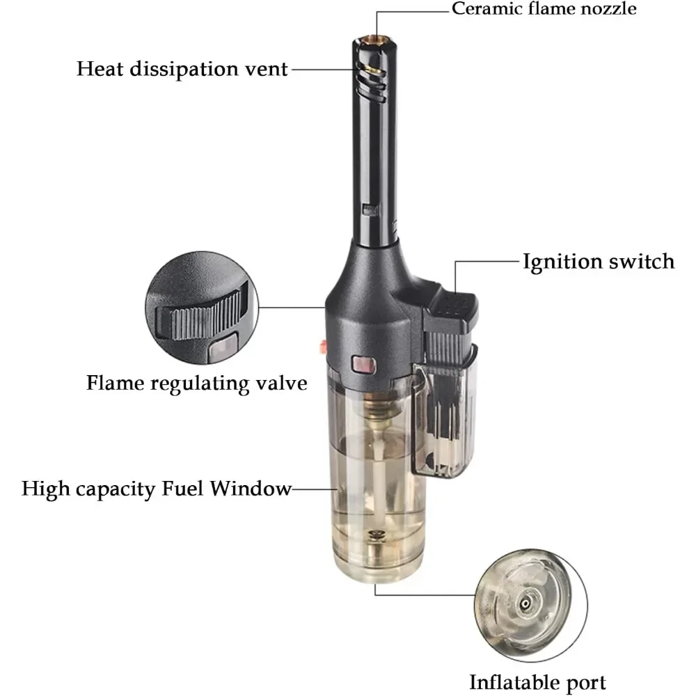 2025  Butane Torch Lighter, Green Flame Jet Lighters, Adjustable Flame Windproof Visible Fuel Tank Kitchen, Outdoor, BBQ - Image 3