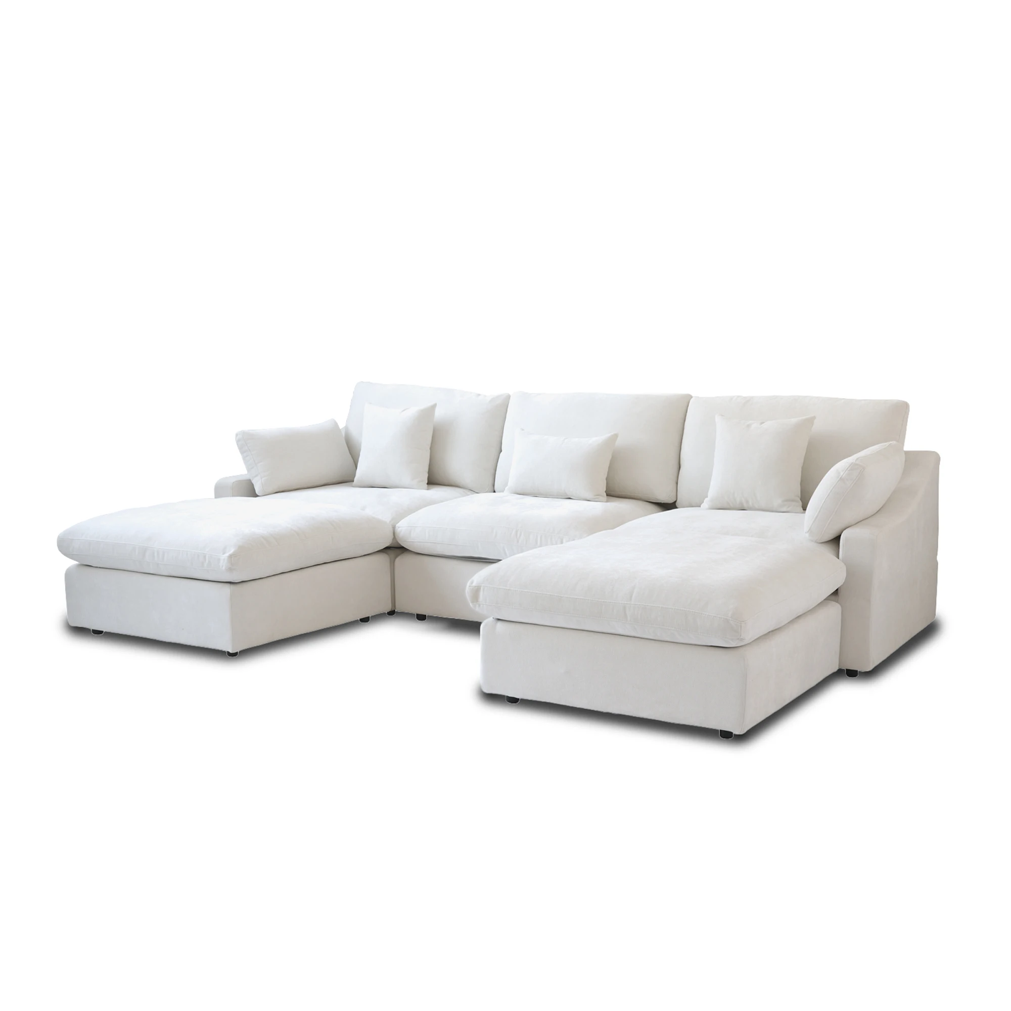 Couch 120''  Modern Sectional Sofa for Living Room Down Filled Couch with Ottoman U Shaped 5 Seater Convertible