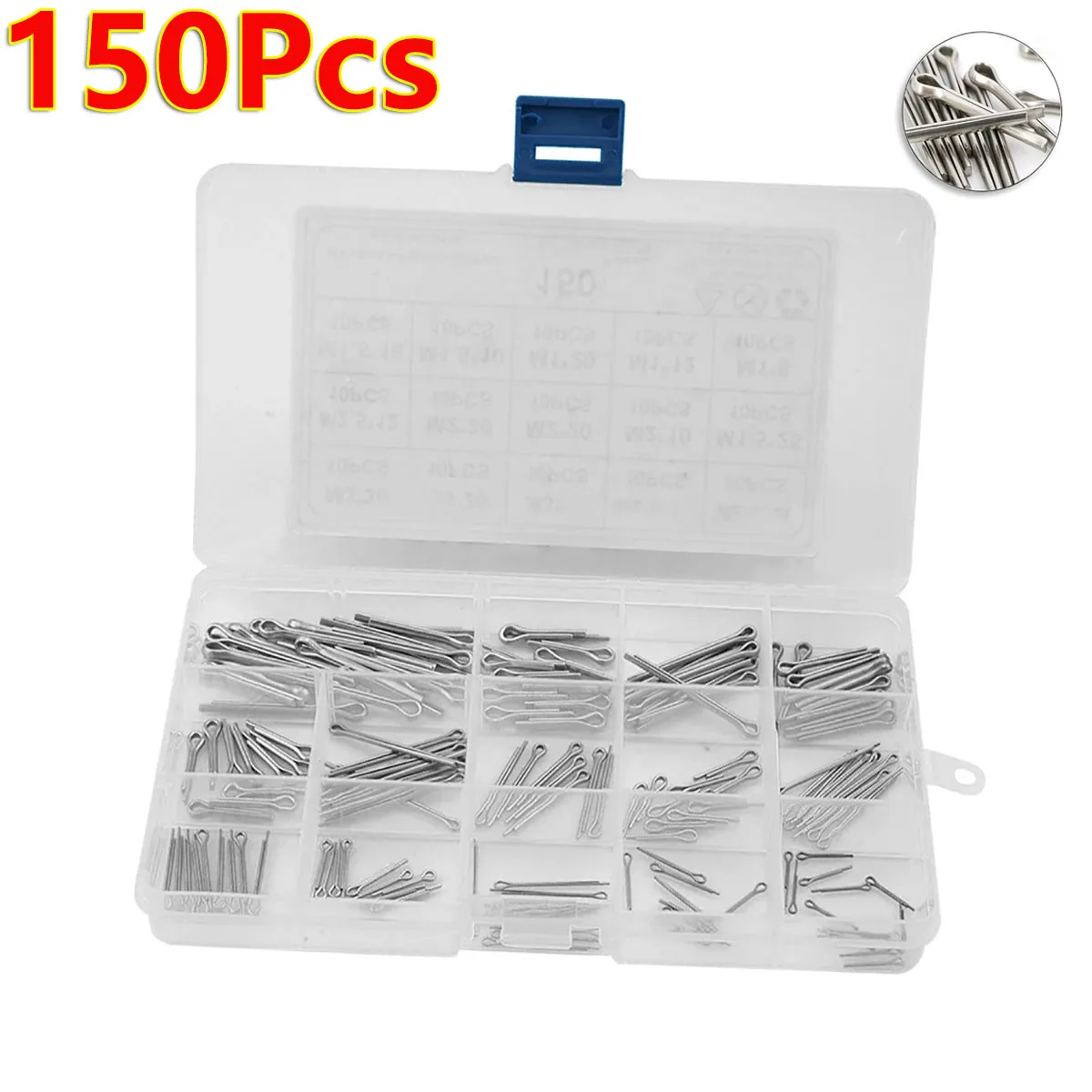 

150Pcs M1 M1.5 M2 M2.5 M3 304 Stainless Steel Car Break Split Pins Assortment Kit U Shape Cotter Pins Set Hard Case Link Fasten