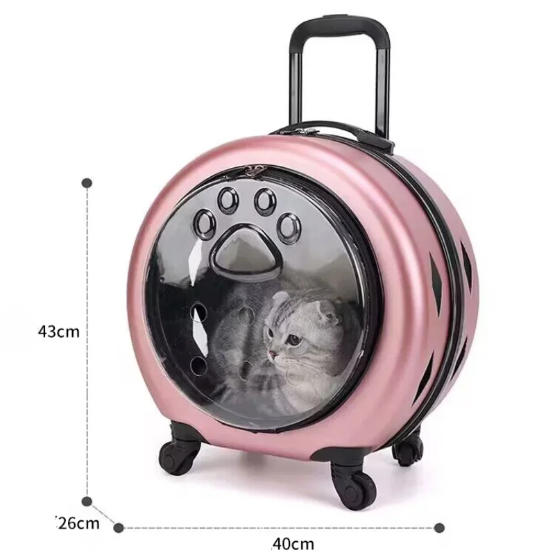 Portable Cat Bag Pet Trolley Bag Pet Flight Case with Trolley Wheel Cat Bag Dogs Cat Carriers Bag for Outdoor Travel Camping