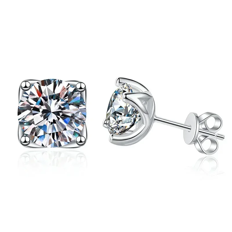 

0.5-1 Carat D Color Moissanite 100% 925 Sterling Silver Stud Earrings For Women Top Quality Sparkling Wedding Jewelry