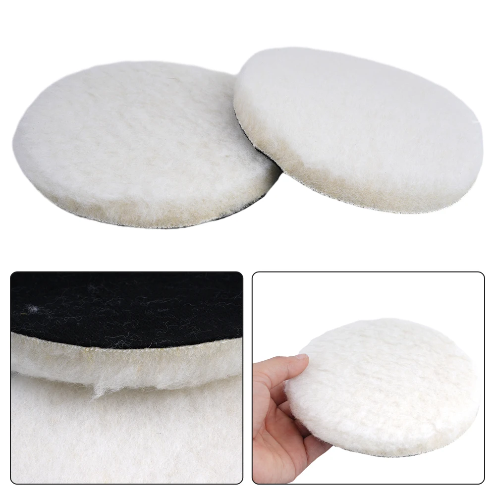 Buffing Pads Polishing Pads White + Black Wool Replacement Washable Wool Buffing Pads 2pcs 5/6/7 Inch 5/6/7 inch