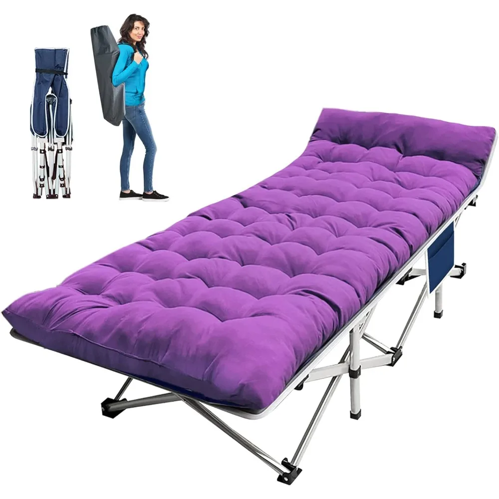 

Camping Cot Cots for Sleeping with Mattress Cots for Camping for Adults with Comfortable Pad Heavy Duty Camping Bed with Carry