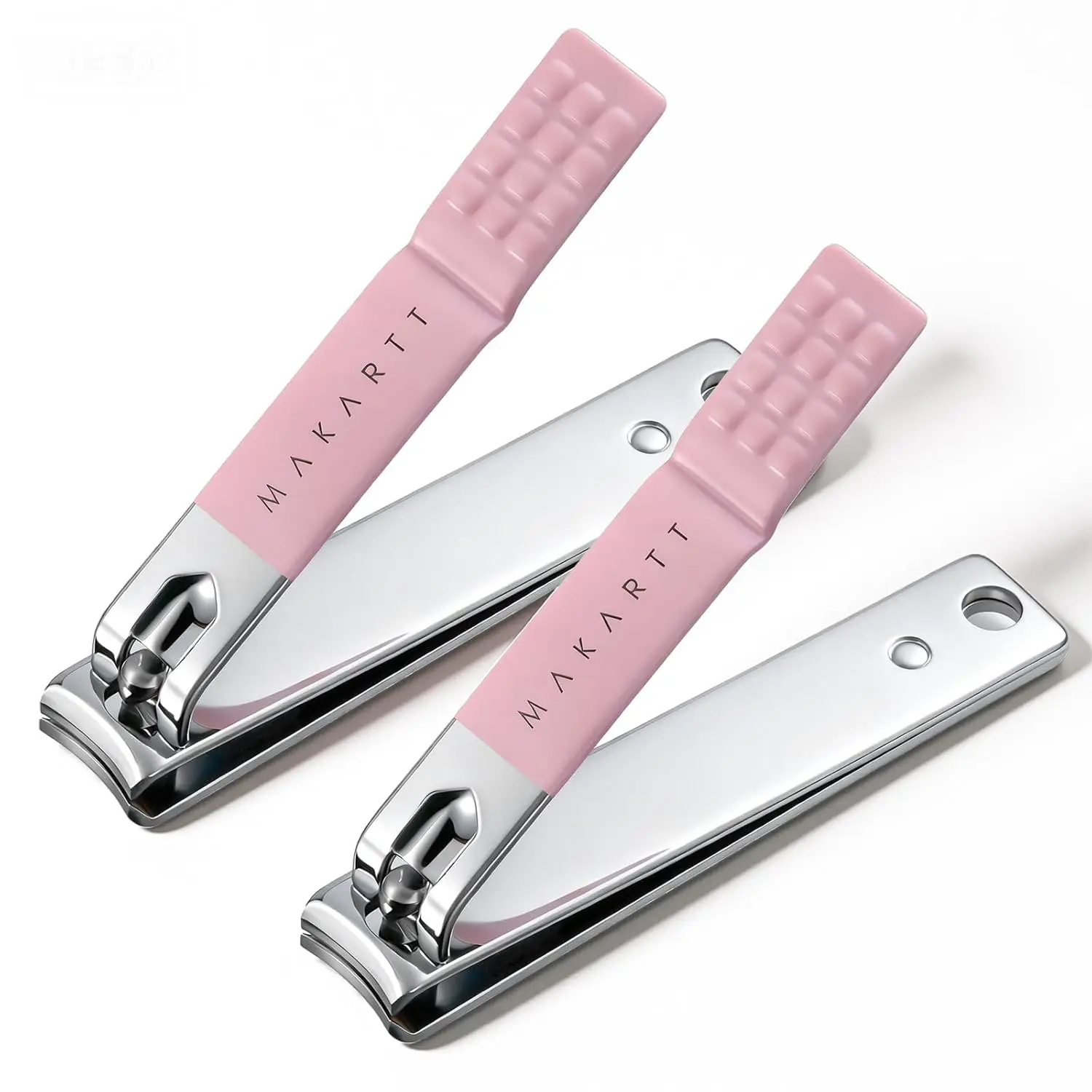 

Sharp Nail Clippers for Thick Nails, Curve Edge Portable Set in Stainless Steel (Pink 2pcs)