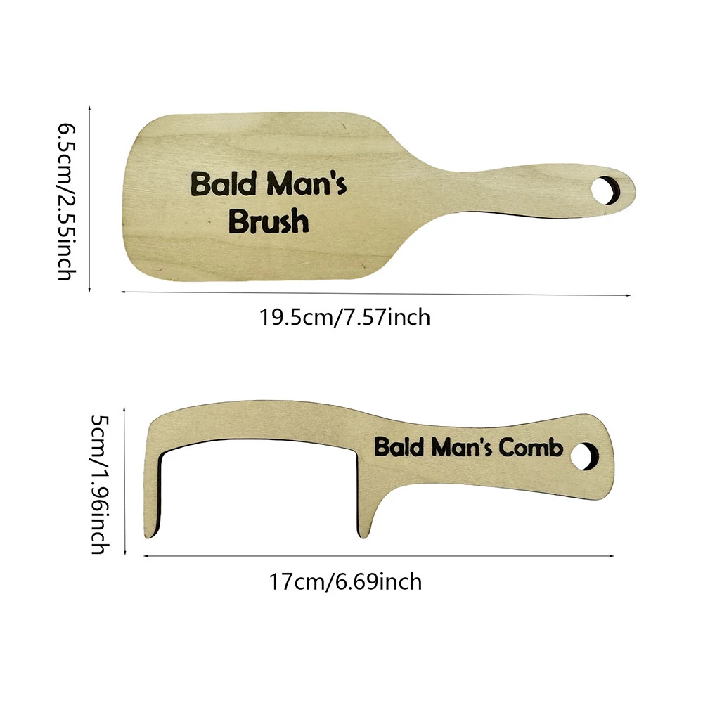 Bald Man Brush Funny Wooden Hairless Toothless Comb Buffer Bold Head Polish Shiner Hair Brush Novelty Fun Gift Adult Baldys