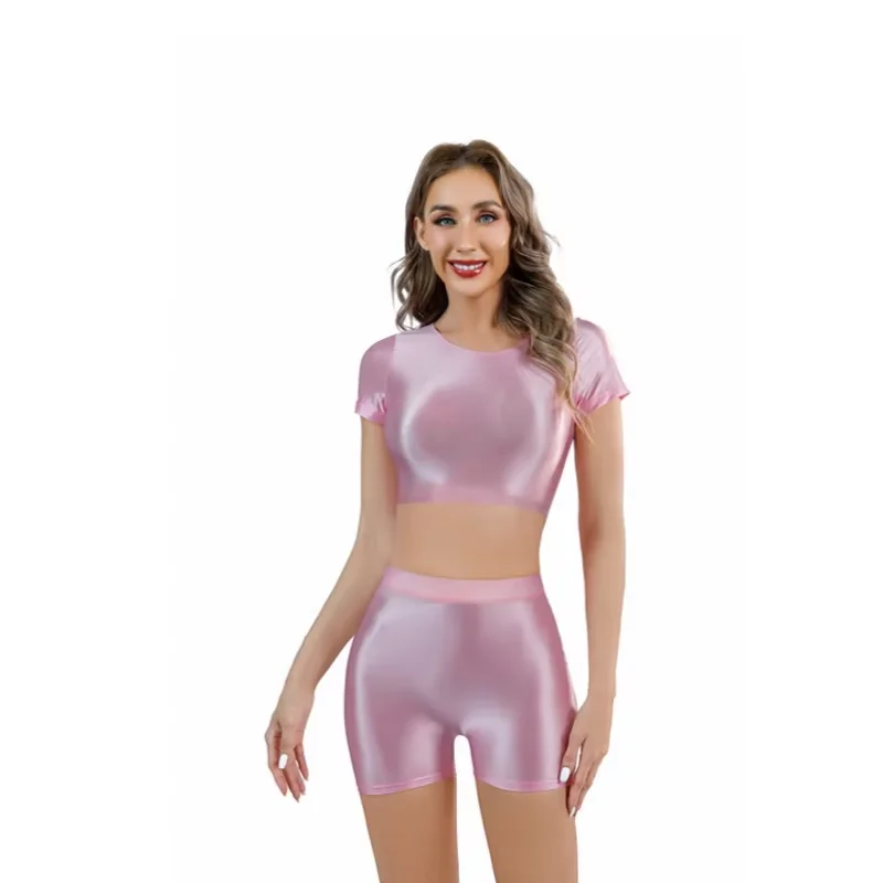 

Женский дышащий комплект майки для фитнеса из 2 предметов с короткими рукавами, сексуальный спортивный бюстгальтер с подъемом бедер и шорты, модный костюм для спортзала