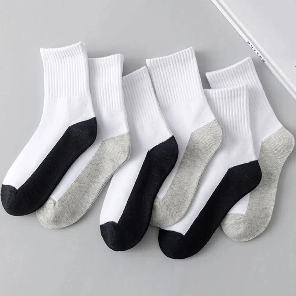 4/6 pares de calcetines clásicos simples a media pantorrilla para hombre, medias antideslizantes para hombre, calcetines de tubo de retales, calcetines deportivos transpirables para estudiantes