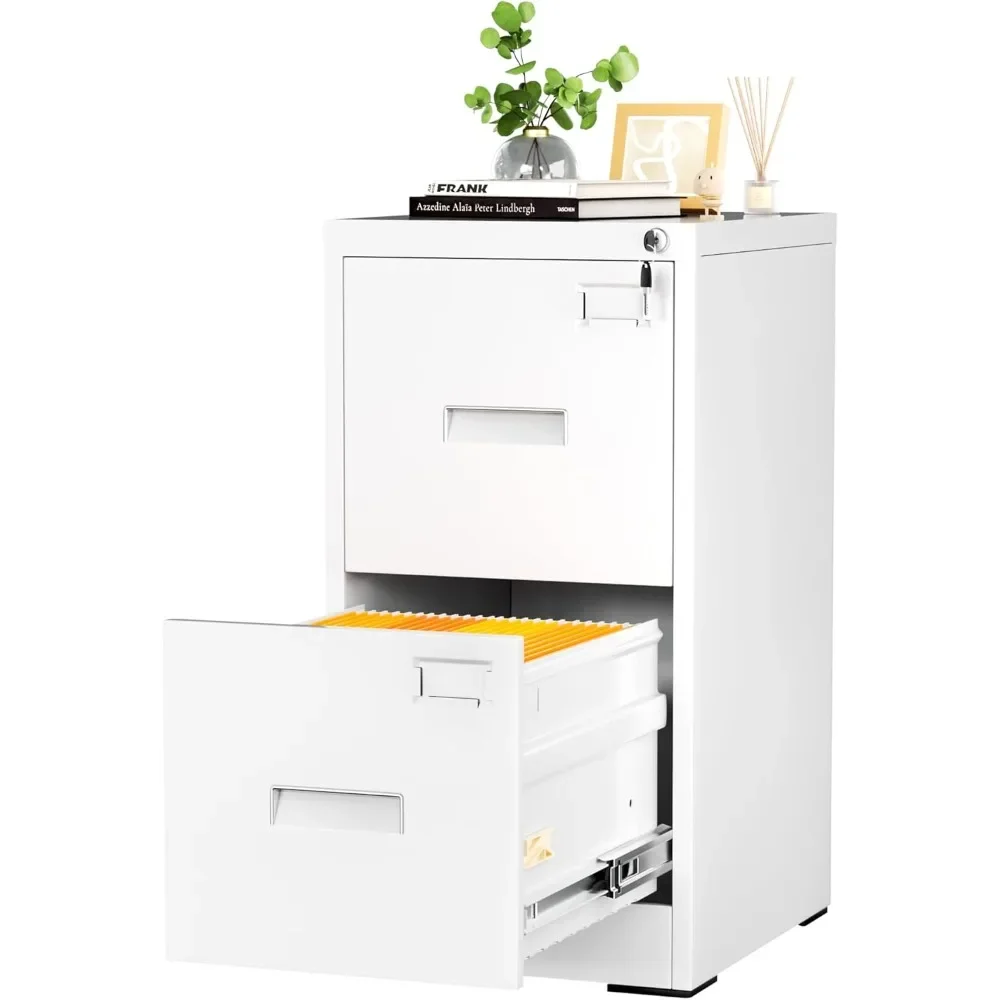 

2 Drawers File Cabinet with Lock, 18" D Vertical Filing Cabinet for Home Office, Metal White File Cabinet for Hanging Letter